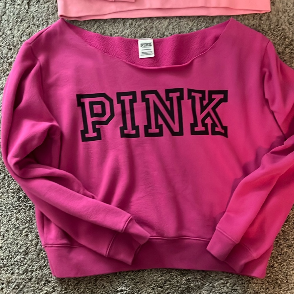 Pink Victoria secret cropped sweatshirt